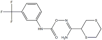 N'-({[3-(trifluoromethyl)anilino]carbonyl}oxy)-1,4-dithiane-2-carboximidamide 结构式