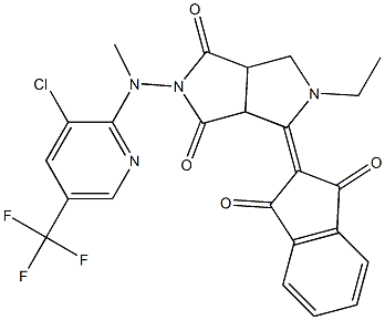 ethyl 5-[[3-chloro-5-(trifluoromethyl)-2-pyridinyl](methyl)amino]-3-(1,3-dioxo-1,3-dihydro-2H-inden-2-yliden)-4,6-dioxooctahydropyrrolo[3,4-c]pyrrole- 结构式