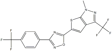 5-[1-methyl-3-(trifluoromethyl)-1H-thieno[2,3-c]pyrazol-5-yl]-3-[4-(trifluoromethyl)phenyl]-1,2,4-oxadiazole 结构式