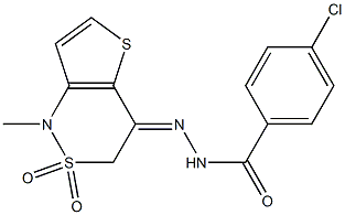 4-chloro-N'-[1-methyl-2,2-dioxo-2,3-dihydro-2lambda~6~-thieno[3,2-c][1,2]thiazin-4(1H)-yliden]benzenecarbohydrazide 结构式