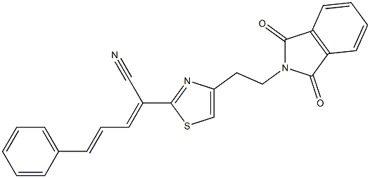 (2E,4E)-2-{4-[2-(1,3-dioxo-1,3-dihydro-2H-isoindol-2-yl)ethyl]-1,3-thiazol-2-yl}-5-phenyl-2,4-pentadienenitrile 结构式