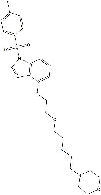 2-[2-({1-[(4-methylphenyl)sulfonyl]-1H-indol-4-yl}oxy)ethoxy]-N-(2-morpholinoethyl)-1-ethanamine 结构式