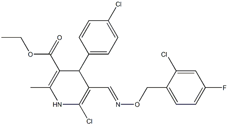 ethyl 6-chloro-5-({[(2-chloro-4-fluorobenzyl)oxy]imino}methyl)-4-(4-chlorophenyl)-2-methyl-1,4-dihydro-3-pyridinecarboxylate 结构式