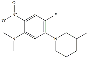 N1,N1-dimethyl-4-fluoro-5-(3-methylpiperidino)-2-nitroaniline 结构式