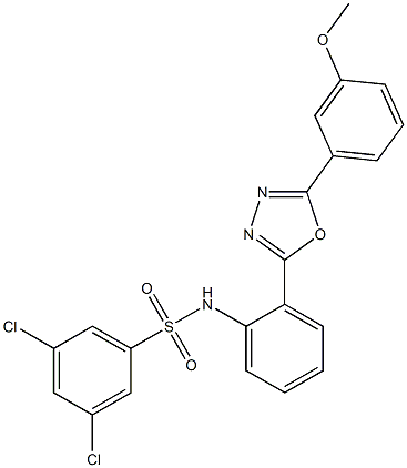 N1-{2-[5-(3-methoxyphenyl)-1,3,4-oxadiazol-2-yl]phenyl}-3,5-dichlorobenzene-1-sulfonamide 结构式