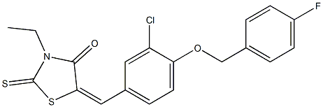 5-{3-chloro-4-[(4-fluorobenzyl)oxy]benzylidene}-3-ethyl-2-thioxo-1,3-thiazolan-4-one 结构式