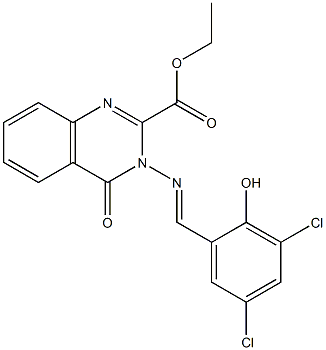 ethyl 3-[(3,5-dichloro-2-hydroxybenzylidene)amino]-4-oxo-3,4-dihydroquinazoline-2-carboxylate 结构式