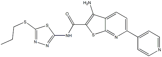 3-amino-N-[5-(propylsulfanyl)-1,3,4-thiadiazol-2-yl]-6-(4-pyridinyl)thieno[2,3-b]pyridine-2-carboxamide 结构式