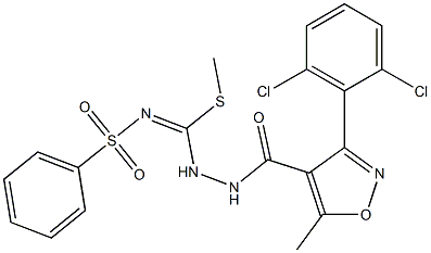 N1-[(2-{[3-(2,6-dichlorophenyl)-5-methylisoxazol-4-yl]carbonyl}hydrazino)(methylthio)methylidene]benzene-1-sulfonamide 结构式