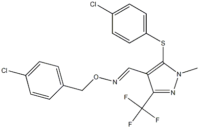 5-[(4-chlorophenyl)sulfanyl]-1-methyl-3-(trifluoromethyl)-1H-pyrazole-4-carbaldehyde O-(4-chlorobenzyl)oxime 结构式