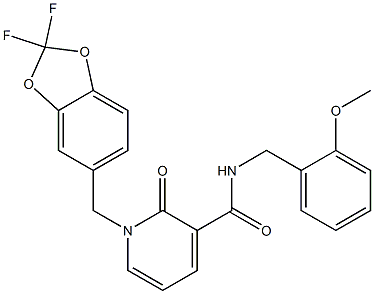 1-[(2,2-difluoro-1,3-benzodioxol-5-yl)methyl]-N-(2-methoxybenzyl)-2-oxo-1,2-dihydro-3-pyridinecarboxamide 结构式