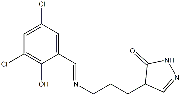 4-{3-[(3,5-dichloro-2-hydroxybenzylidene)amino]propyl}-4,5-dihydro-1H-pyrazol-5-one 结构式