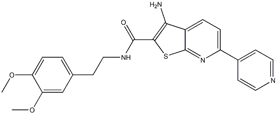 3-amino-N-(3,4-dimethoxyphenethyl)-6-(4-pyridinyl)thieno[2,3-b]pyridine-2-carboxamide 结构式
