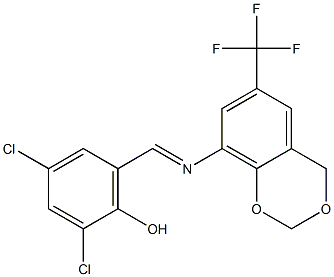 2,4-dichloro-6-({[6-(trifluoromethyl)-4H-1,3-benzodioxin-8-yl]imino}methyl) phenol 结构式