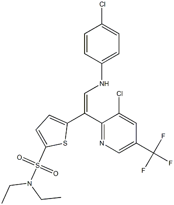 5-{2-(4-chloroanilino)-1-[3-chloro-5-(trifluoromethyl)-2-pyridinyl]vinyl}-N,N-diethyl-2-thiophenesulfonamide 结构式