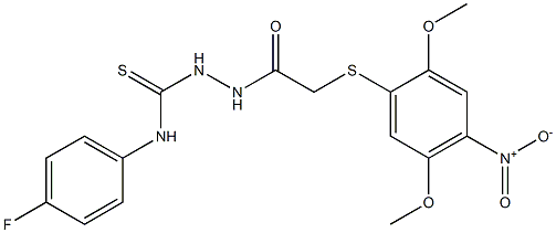 N1-(4-fluorophenyl)-2-{2-[(2,5-dimethoxy-4-nitrophenyl)thio]acetyl}hydrazine-1-carbothioamide 结构式