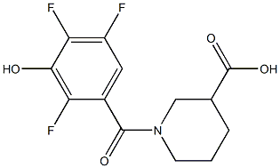 1-[(2,4,5-trifluoro-3-hydroxyphenyl)carbonyl]piperidine-3-carboxylic acid 结构式