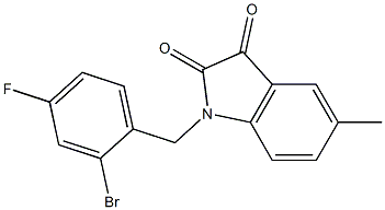 1-[(2-bromo-4-fluorophenyl)methyl]-5-methyl-2,3-dihydro-1H-indole-2,3-dione 结构式