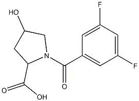 1-[(3,5-difluorophenyl)carbonyl]-4-hydroxypyrrolidine-2-carboxylic acid 结构式