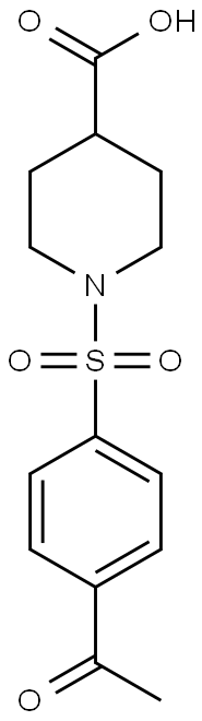 1-[(4-acetylbenzene)sulfonyl]piperidine-4-carboxylic acid 结构式