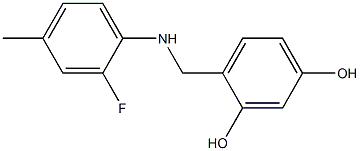 4-{[(2-fluoro-4-methylphenyl)amino]methyl}benzene-1,3-diol 结构式