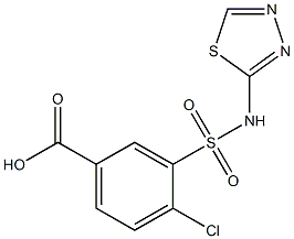 4-chloro-3-(1,3,4-thiadiazol-2-ylsulfamoyl)benzoic acid 结构式