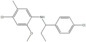 4-chloro-N-[1-(4-chlorophenyl)propyl]-2-methoxy-5-methylaniline 结构式
