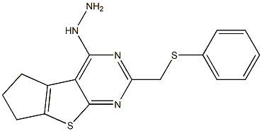 4-hydrazino-2-[(phenylthio)methyl]-6,7-dihydro-5H-cyclopenta[4,5]thieno[2,3-d]pyrimidine 结构式