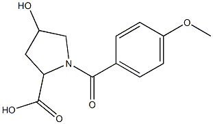 4-hydroxy-1-(4-methoxybenzoyl)pyrrolidine-2-carboxylic acid 结构式