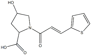 4-hydroxy-1-[(2E)-3-thien-2-ylprop-2-enoyl]pyrrolidine-2-carboxylic acid 结构式