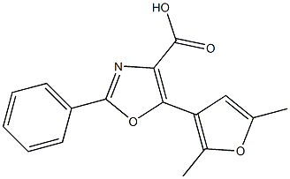 5-(2,5-dimethylfuran-3-yl)-2-phenyl-1,3-oxazole-4-carboxylic acid 结构式