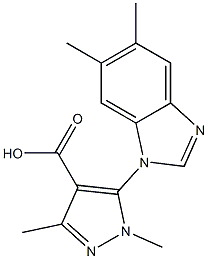 5-(5,6-dimethyl-1H-1,3-benzodiazol-1-yl)-1,3-dimethyl-1H-pyrazole-4-carboxylic acid 结构式