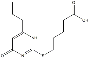 5-[(4-oxo-6-propyl-1,4-dihydropyrimidin-2-yl)sulfanyl]pentanoic acid 结构式