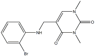 5-{[(2-bromophenyl)amino]methyl}-1,3-dimethyl-1,2,3,4-tetrahydropyrimidine-2,4-dione 结构式