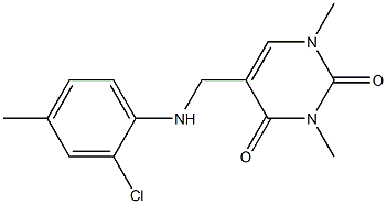 5-{[(2-chloro-4-methylphenyl)amino]methyl}-1,3-dimethyl-1,2,3,4-tetrahydropyrimidine-2,4-dione 结构式