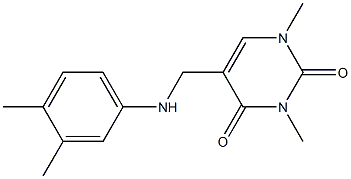 5-{[(3,4-dimethylphenyl)amino]methyl}-1,3-dimethyl-1,2,3,4-tetrahydropyrimidine-2,4-dione 结构式