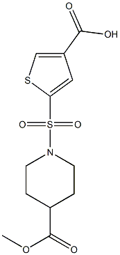 5-{[4-(methoxycarbonyl)piperidine-1-]sulfonyl}thiophene-3-carboxylic acid 结构式