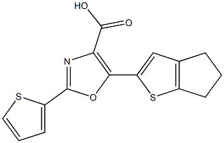 5-{4H,5H,6H-cyclopenta[b]thiophen-2-yl}-2-(thiophen-2-yl)-1,3-oxazole-4-carboxylic acid 结构式