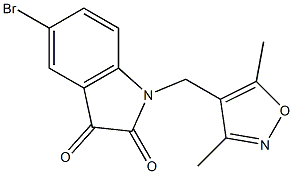 5-bromo-1-[(3,5-dimethyl-1,2-oxazol-4-yl)methyl]-2,3-dihydro-1H-indole-2,3-dione 结构式
