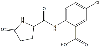 5-chloro-2-{[(5-oxopyrrolidin-2-yl)carbonyl]amino}benzoic acid 结构式