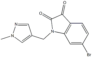 6-bromo-1-[(1-methyl-1H-pyrazol-4-yl)methyl]-2,3-dihydro-1H-indole-2,3-dione 结构式