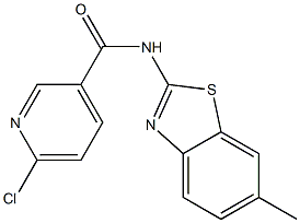 6-chloro-N-(6-methyl-1,3-benzothiazol-2-yl)pyridine-3-carboxamide 结构式