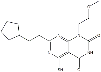 7-(2-cyclopentylethyl)-5-mercapto-1-(2-methoxyethyl)pyrimido[4,5-d]pyrimidine-2,4(1H,3H)-dione 结构式