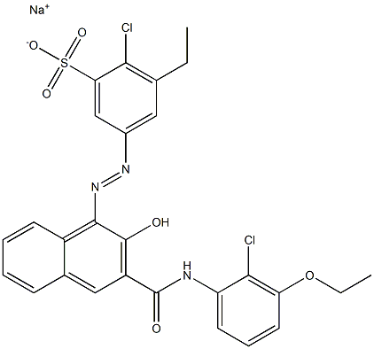 2-Chloro-3-ethyl-5-[[3-[[(2-chloro-3-ethoxyphenyl)amino]carbonyl]-2-hydroxy-1-naphtyl]azo]benzenesulfonic acid sodium salt 结构式