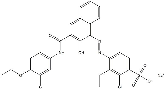 2-Chloro-3-ethyl-4-[[3-[[(3-chloro-4-ethoxyphenyl)amino]carbonyl]-2-hydroxy-1-naphtyl]azo]benzenesulfonic acid sodium salt 结构式