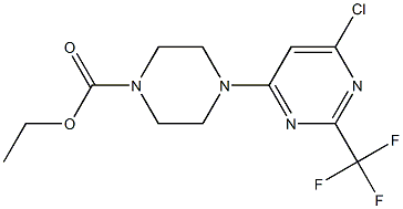 Ethyl 4-(6-chloro-2-(trifluoromethyl)pyrimidin-4-yl)piperazine-1-carboxylate 结构式