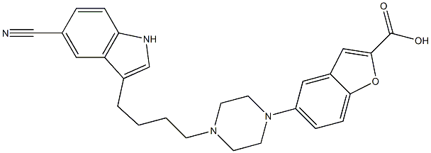 5-[4-[4-(5-氰基-1H-吲哚-3-基)丁基]-1-哌嗪基]苯并呋喃-2-羧酸 结构式