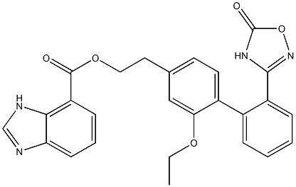2-乙氧基-1-((2'-(5-氧-4,5-二氢-1,2,4-恶二唑-3-基)联苯-4-基)甲基)-1H-苯并咪唑-7-羧酸甲酯 结构式
