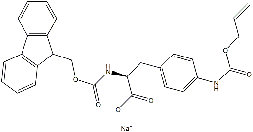 sodium (2S)-2-({[(9H-fluoren-9-yl)methoxy]carbonyl}amino)-3-(4-{[(prop-2-en-1-yloxy)carbonyl]amino}phenyl)propanoate 结构式