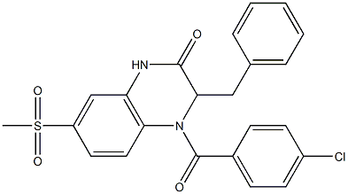 3-BENZYL-4-(4-CHLOROBENZOYL)-7-(METHYLSULFONYL)-3,4-DIHYDROQUINOXALIN-2(1H)-ONE 结构式